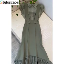 2024 New Women's Set Summer Elegant Women's Flying Sleeves Shirt Strap and Hip Wrap Dress Two Piece Dress Set Skirt Sets