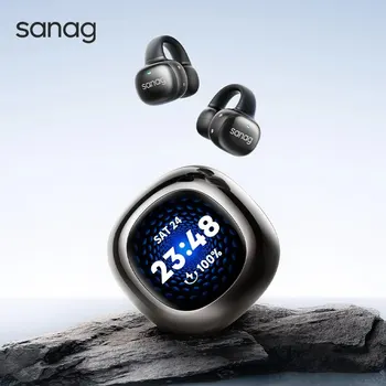 Sanag S5 오픈 이어 클립 무선 이어폰, TWS 블루투스 헤드폰, LED 스크린 게임용 이어버드, MP3 플레이어, 스마트 워치 스피커, 32GB