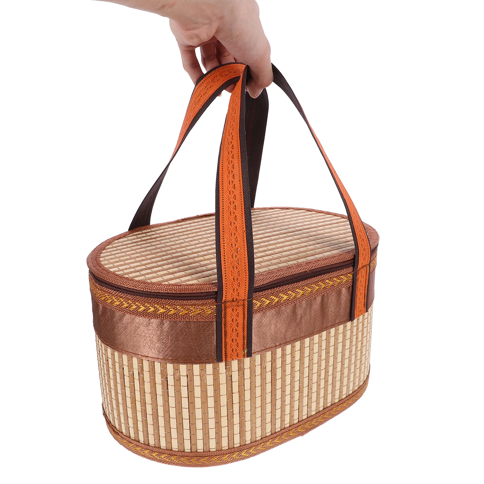 

Bamboo Storage Basket Woven Foldable Large Capacity Picnic Outdoor Shopping Gift Packing Basket Hand Carry Cloth
