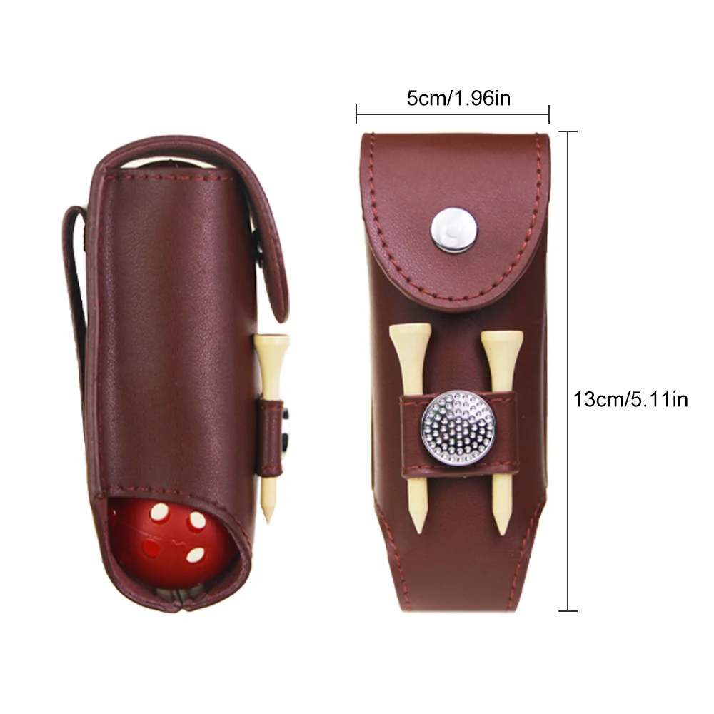 GLOOF Genuine Leather Golf Ball Pouch Bag Holder Pouch Waist Belt Storage Pocket can hold up to 3 Golf Balls and 2 Tees