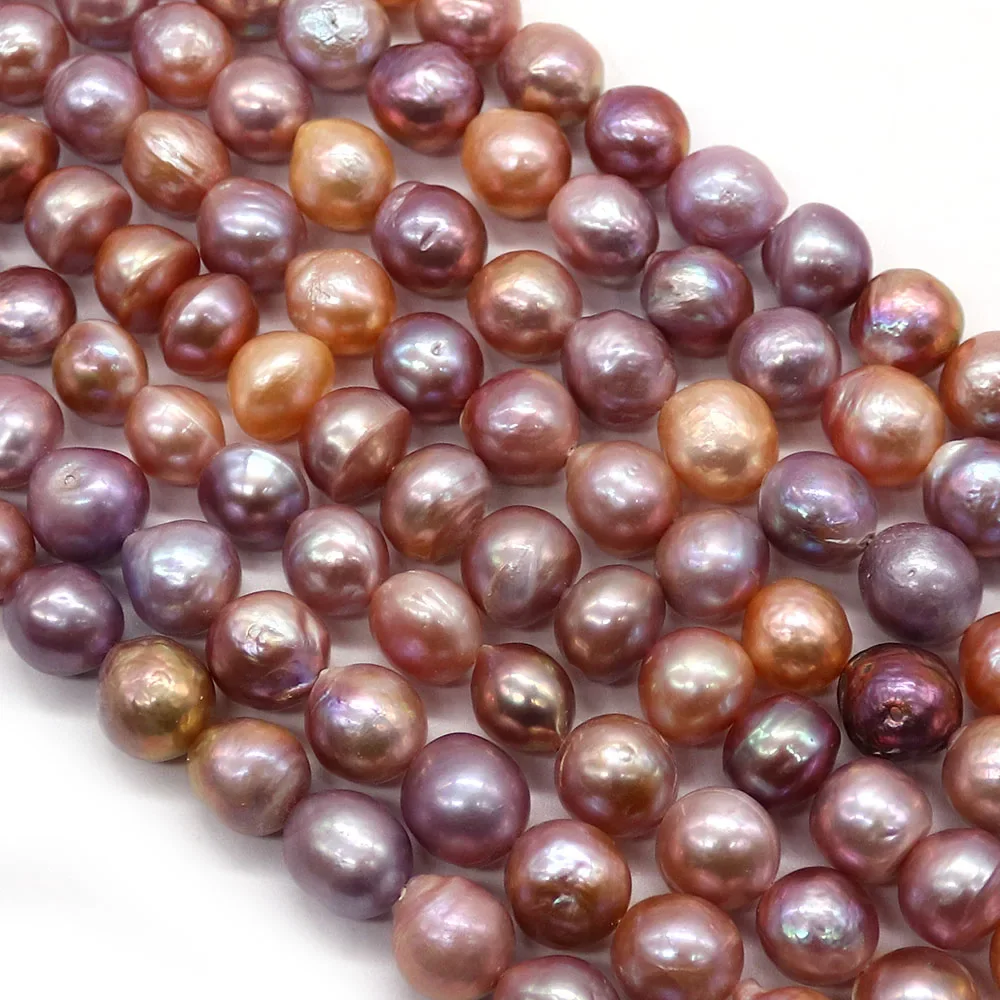 Round Purple Loose Edison Crumpled Natural Pearls Straight-hole Beaded Strings DIY Fashion Necklace and Bracelet Accessories