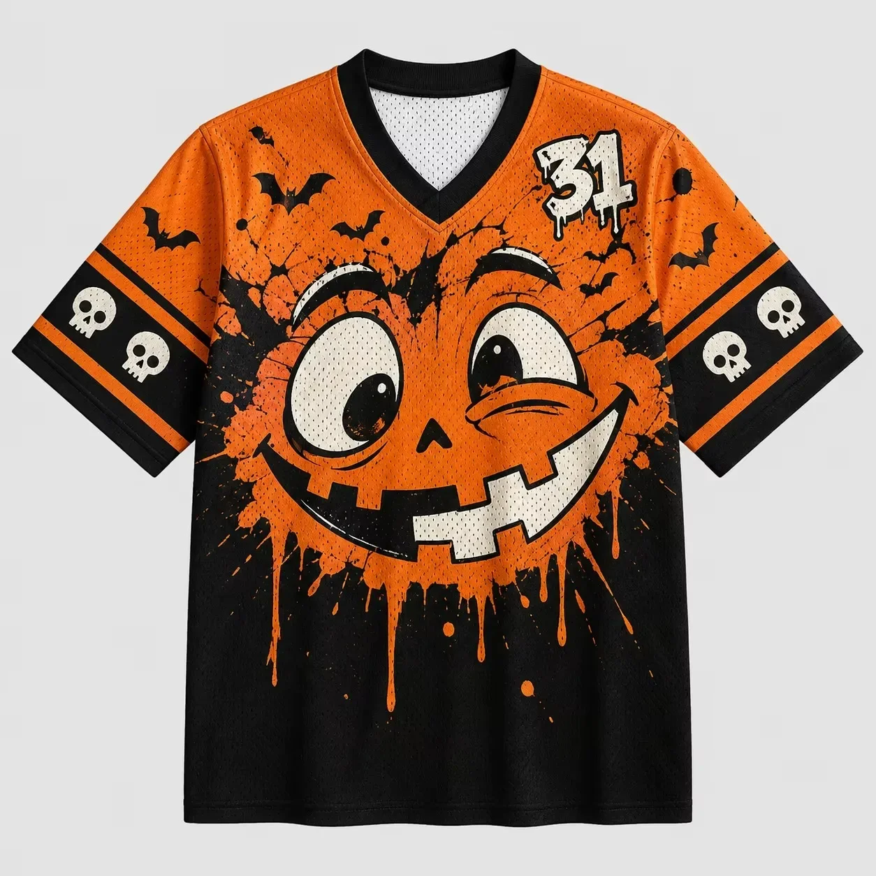 2026 Trendy Double Sided Emojis, Funny and Horror Halloween Festival Party Fashion Neutral Top Outdoor Sports and Leisure