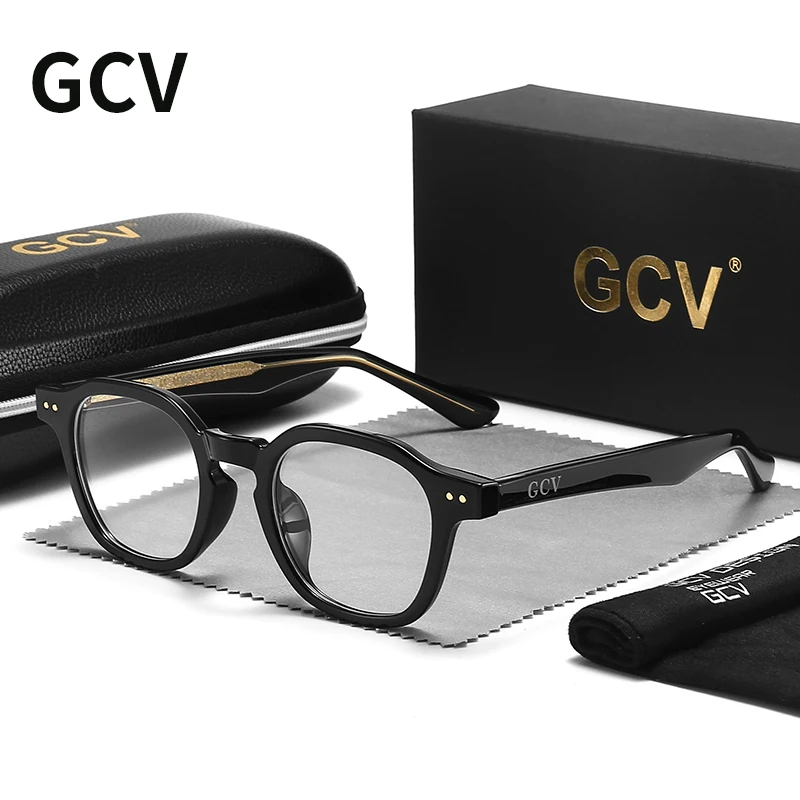 GCV Acetate Johnny Depp-Gafas de ordenador para hombre y mujer, lentes transparentes redondas con bloqueo azul, 2022