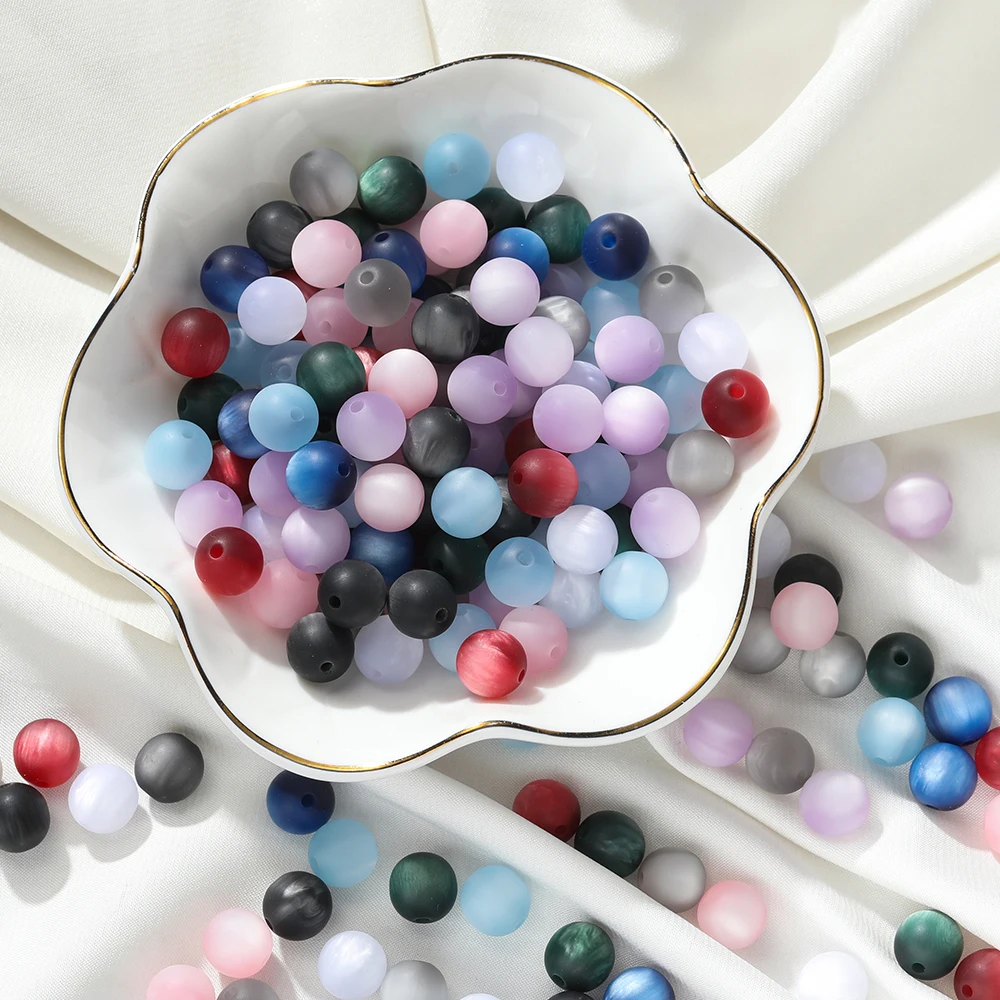 10pcs 8/10mm Resin Tricolor Imitation Cat Eye Round Beads for Handmade Making Jewelry DIY Bracelet Necklace Earrings Accessories image 3