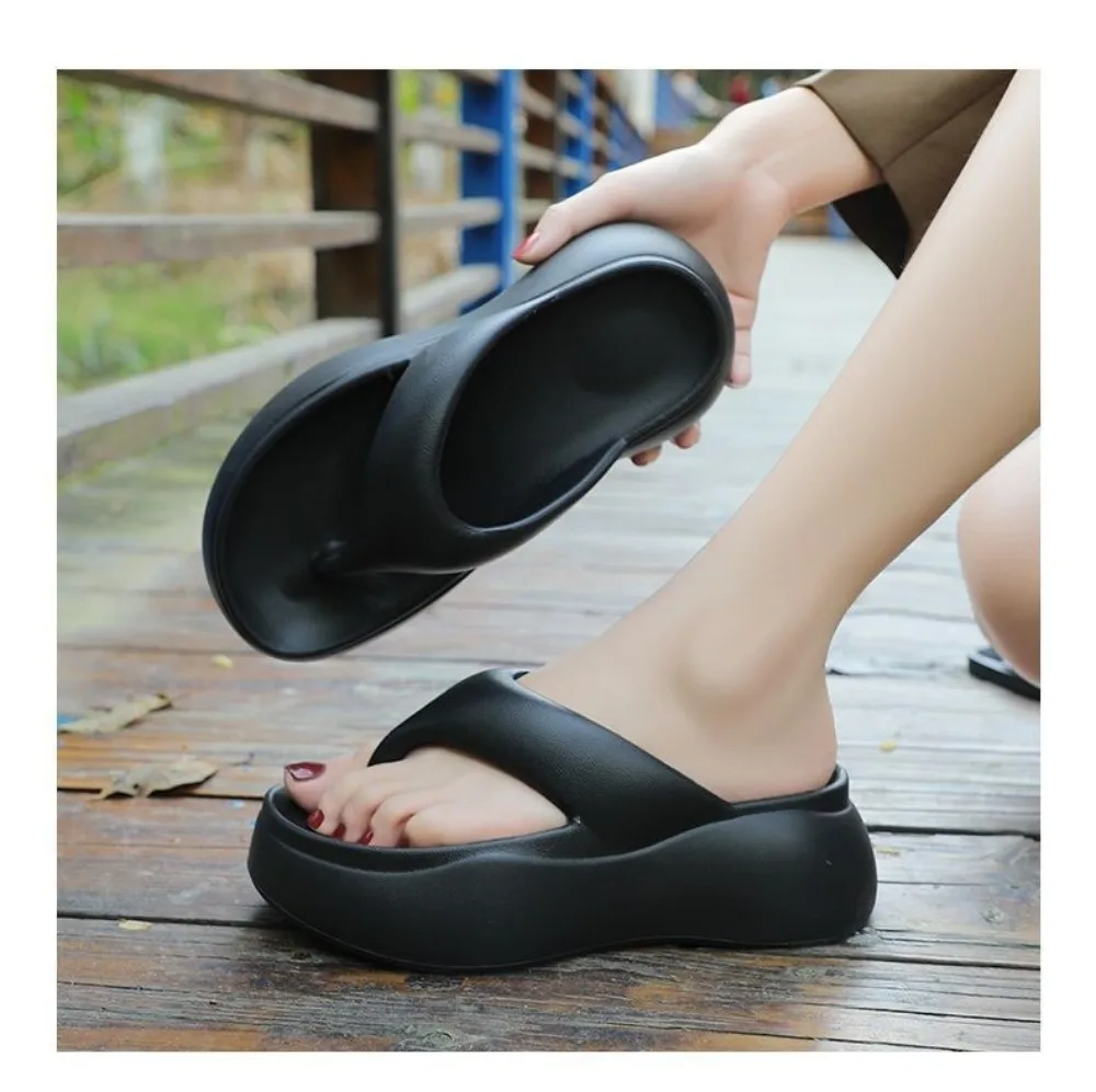 Höhenverstellbare Plateau-Slipper Rutschfeste Weiche Sohle Strand-Sandalen 5CM EVA Leichte Damen-Flip-Flops für Drinnen und Draußen – Detail 5