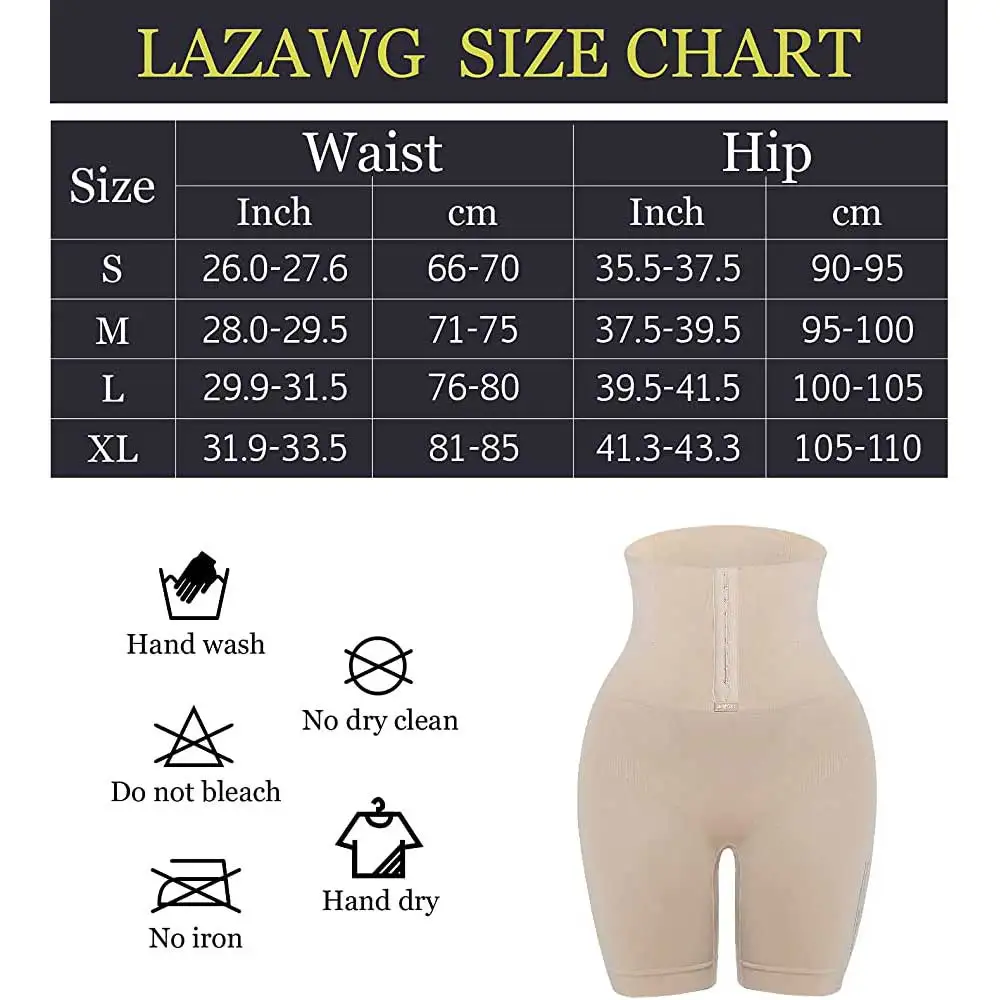 LAZAWG Tummy Control Body Shaper High Waist Shaper Shorts with Hook Flat Belly Shapewear Slimming Underwear Seamless Briefs