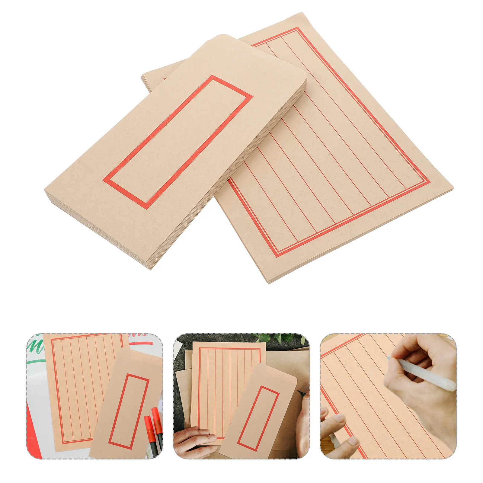 

44Pcs Chinese Classical Envelope Set Retro Kraft Paper Stationery for Letters Invitations Vintage Calligraphy Writing Paper