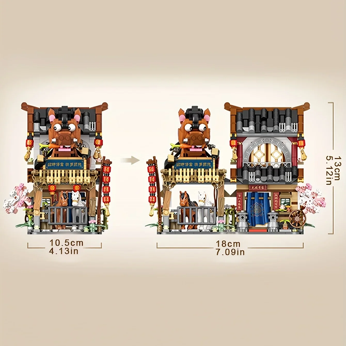 Chinese New Year, Ancient Chinese Post Station And Grocery Store Mini Building Blocks