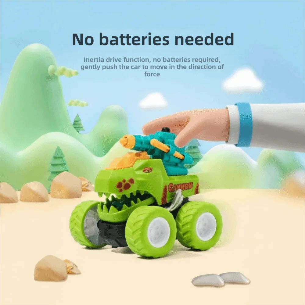 Cartoon Design Dinosaur Car Inertial Sliding One Step Transform Inertia Dinosaur Car Mini Size Ballistic Launch Deformation Car