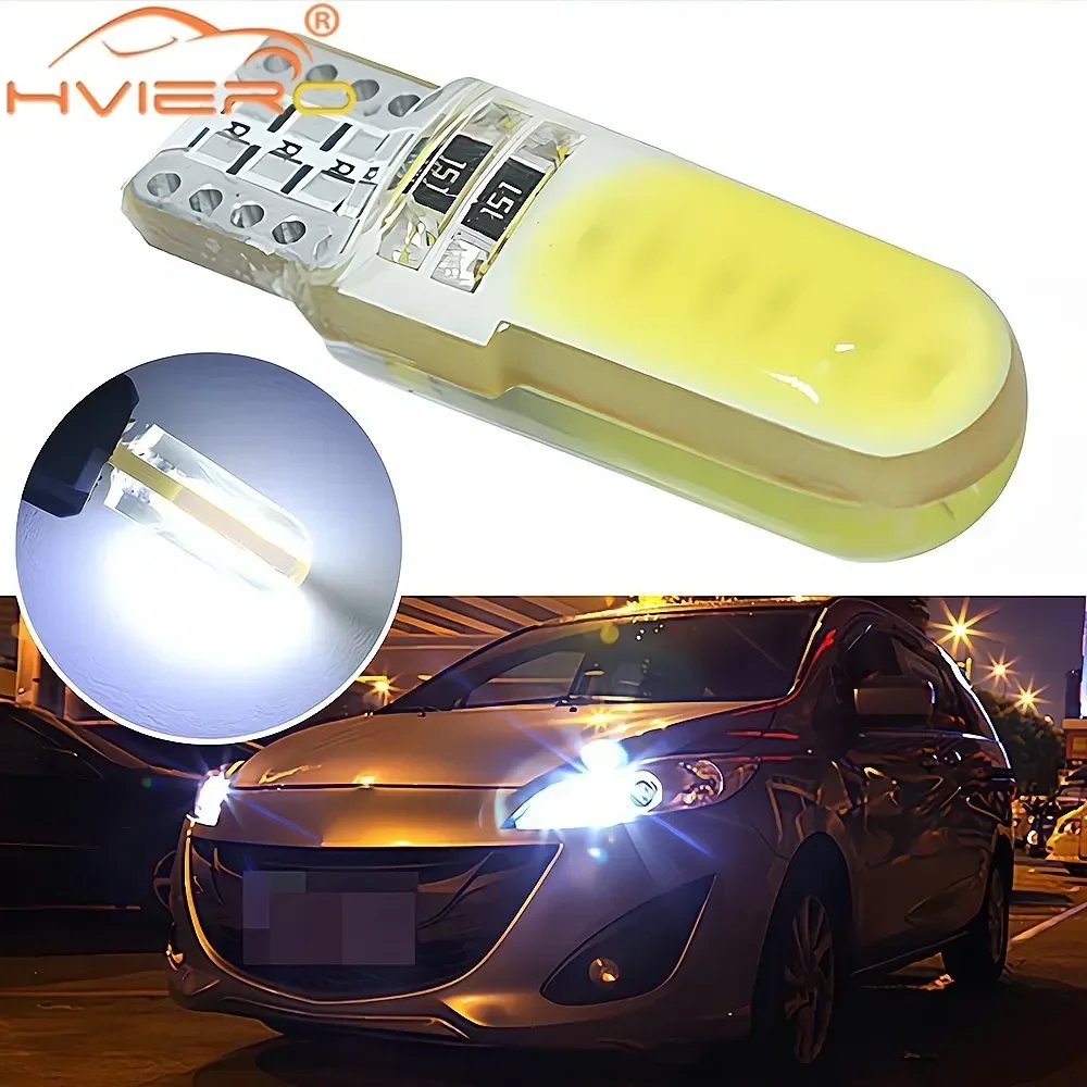 T10 COB Car LED Silicones Wedge Lantern Signal Brake Lights Led Interior Reading Dome Lamp Auto Parking Bulbs DC 12V Multicolor