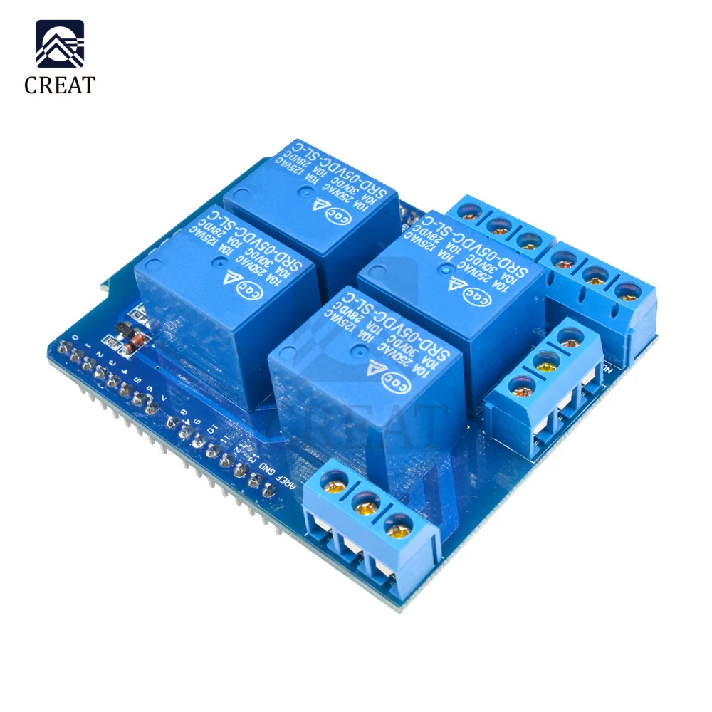 5V 4CH 4 CH Channel Relay Swtich Shield V2.0 Expander Expansion Drive Board for Arduino R3 Development Driver Module One