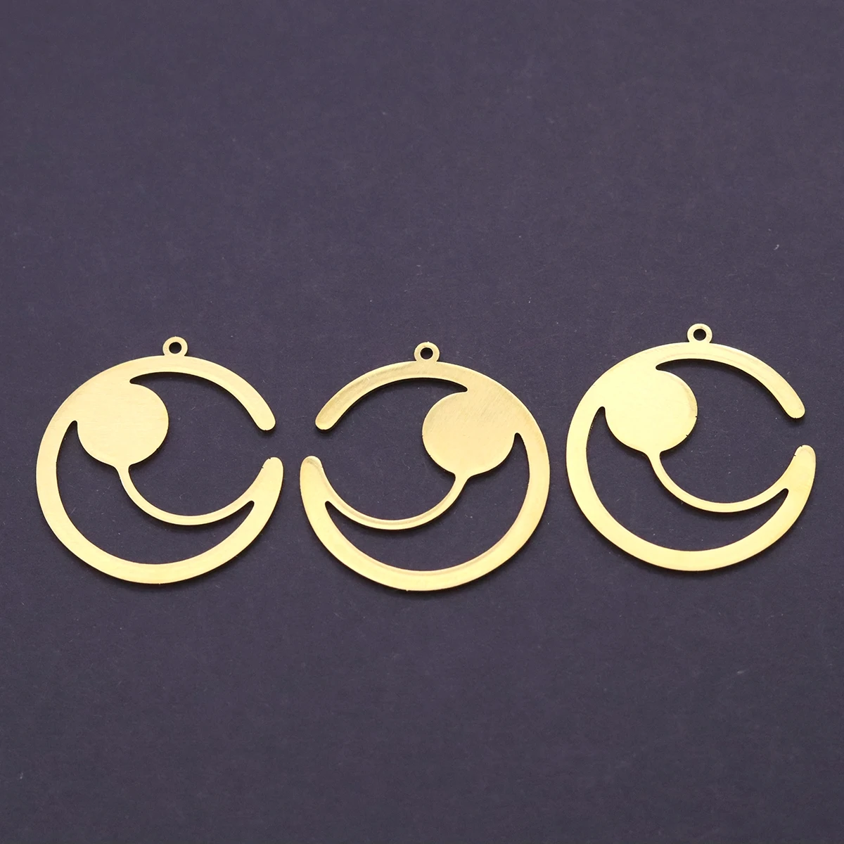 3Pcs Stainless Steel Sun Moon Open Ring Charms Celestial Pattern Pendants DIY Craft Accessories for Handmade Earrings Necklaces