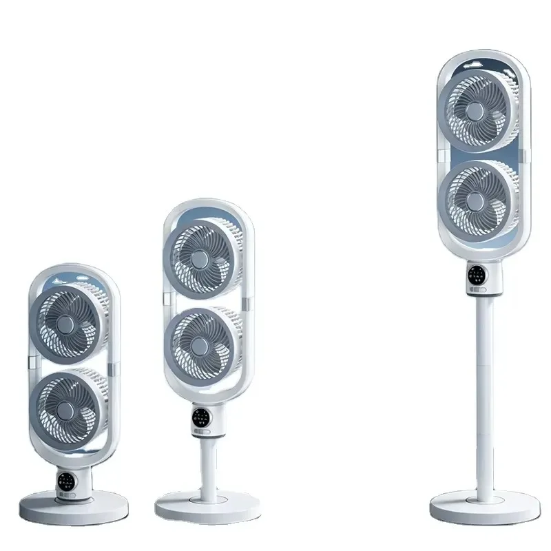 New Intelligent Double Head Floor to Ceiling Circulating Fan Voice Control High Wind Silent Household Electric Fan