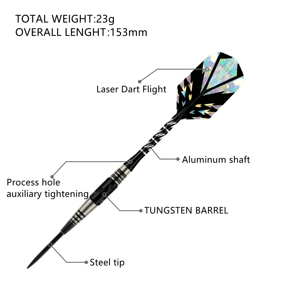 3pcs Pin Type Tungsten Steel Darts Private Entertainment Competitive Leisure 21g Darts with Laser Leaf Aluminum Alloy Rod