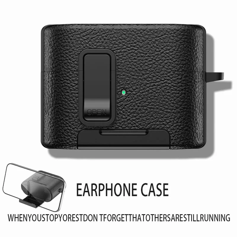 For Sony WF-1000XM6 Earphone Case Cover with Kickstand & Secure Lock Leather Texture Design Protective Cases For Sony WF-1000XM6