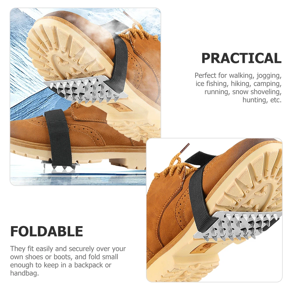 

1 Pair Nonslip Durable Ice Grippers Strong Studs Anti Slip Shoe Covers Foldable Men Women Outdoor Climbing Hiking Hunting