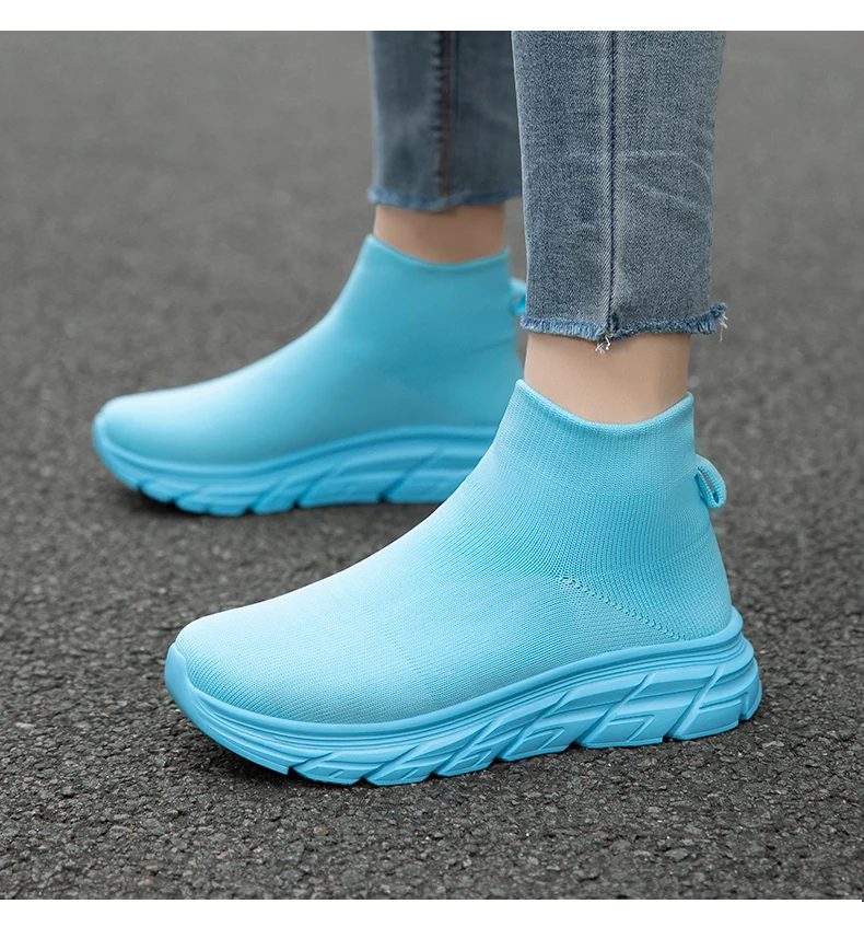 Unisex High-Top Laufschuhe für Männer und Frauen, Bequeme Atmungsaktive Strick-Sneaker, Rutschfeste Outdoor-Schuhe für Damen und Herren – Detail 19