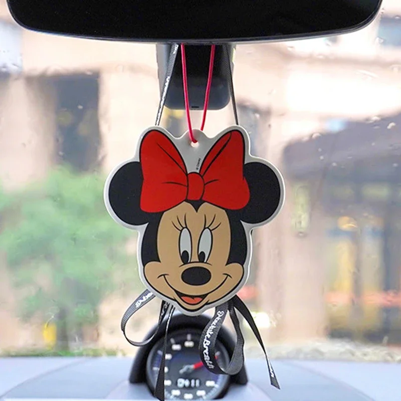 Disney Minnie Mickey Mouse Car Aromatherapy Cartoon Car Pendant Fragrant Tablet Cute Air Freshener Auto Accessories Decor Gifts