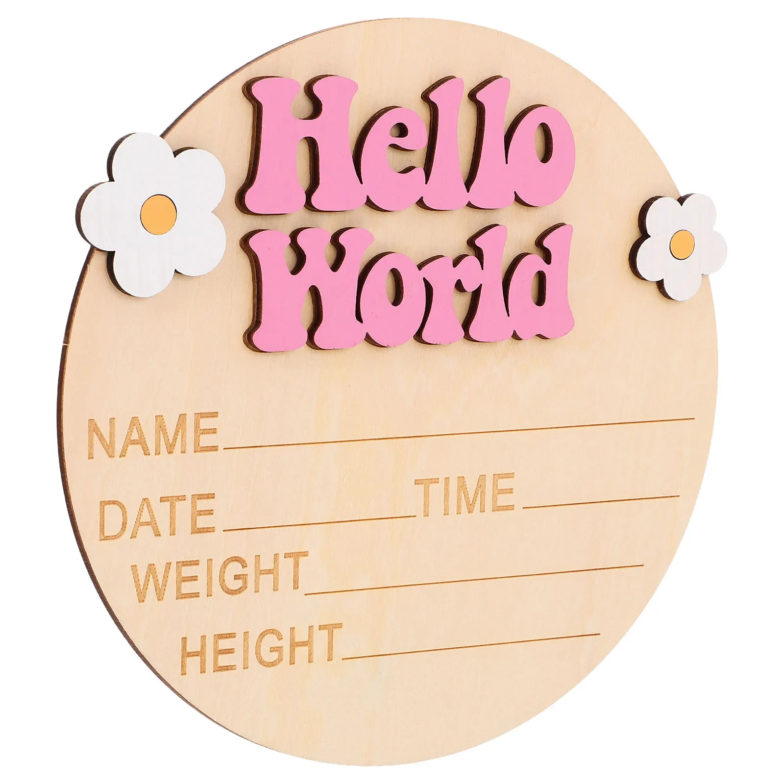 

Growth Milestone Memorial Card Baby Name Sign Announcement Wood Chips Nursery Signs Newborn Photo Props Recording Birth Detail