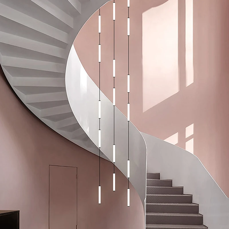 

LED Modern Long Line Pendent Duplex Attic Pendant Light Hanging Staircase Chandelier Suitable For Villa Living Room Ceiling Lamp