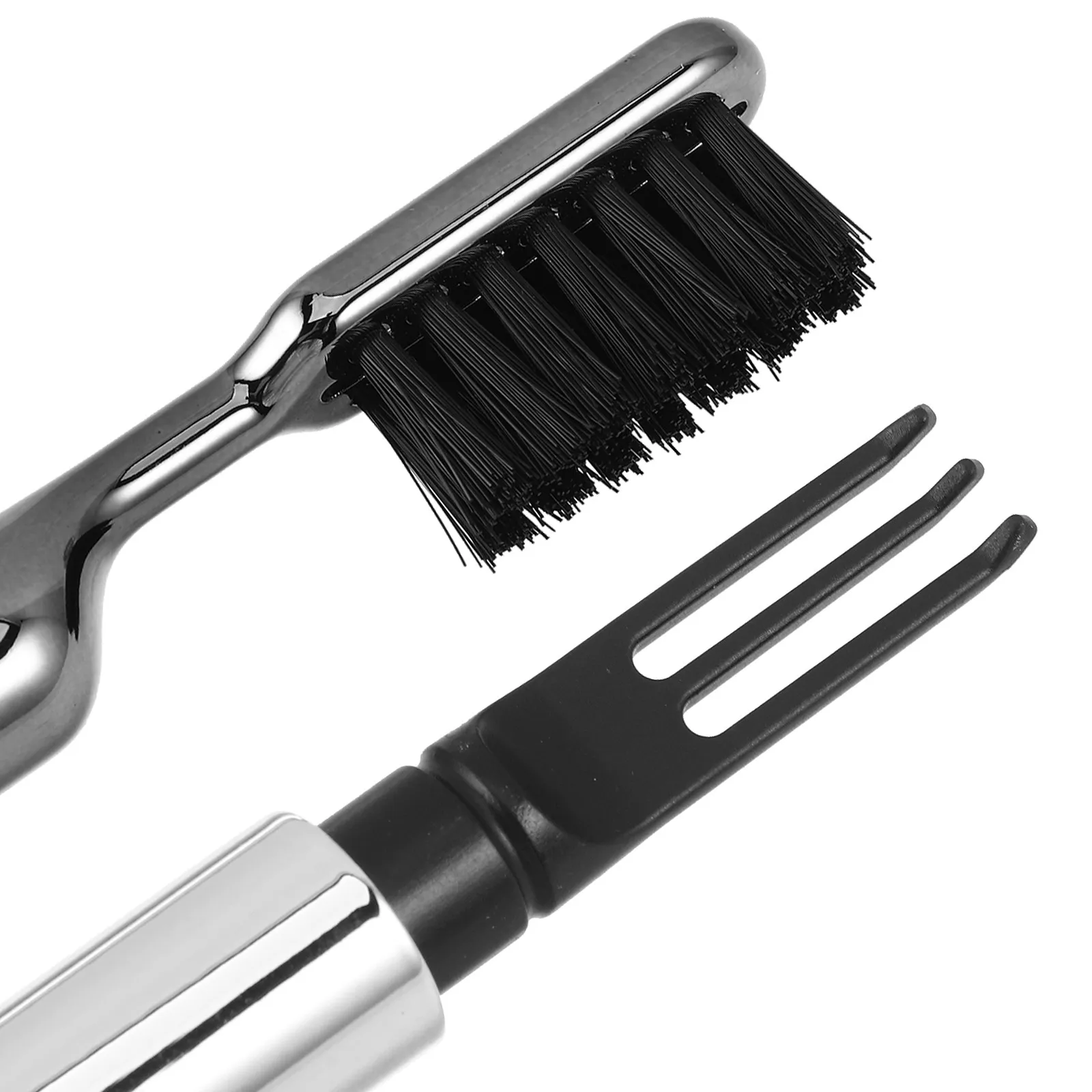 Hairbrush Cleaning Tool 2 in 1 Comb Rake for Tangled Hair Removal Soft Resilient Bristles Universal Travel Hair Brush Cleaner