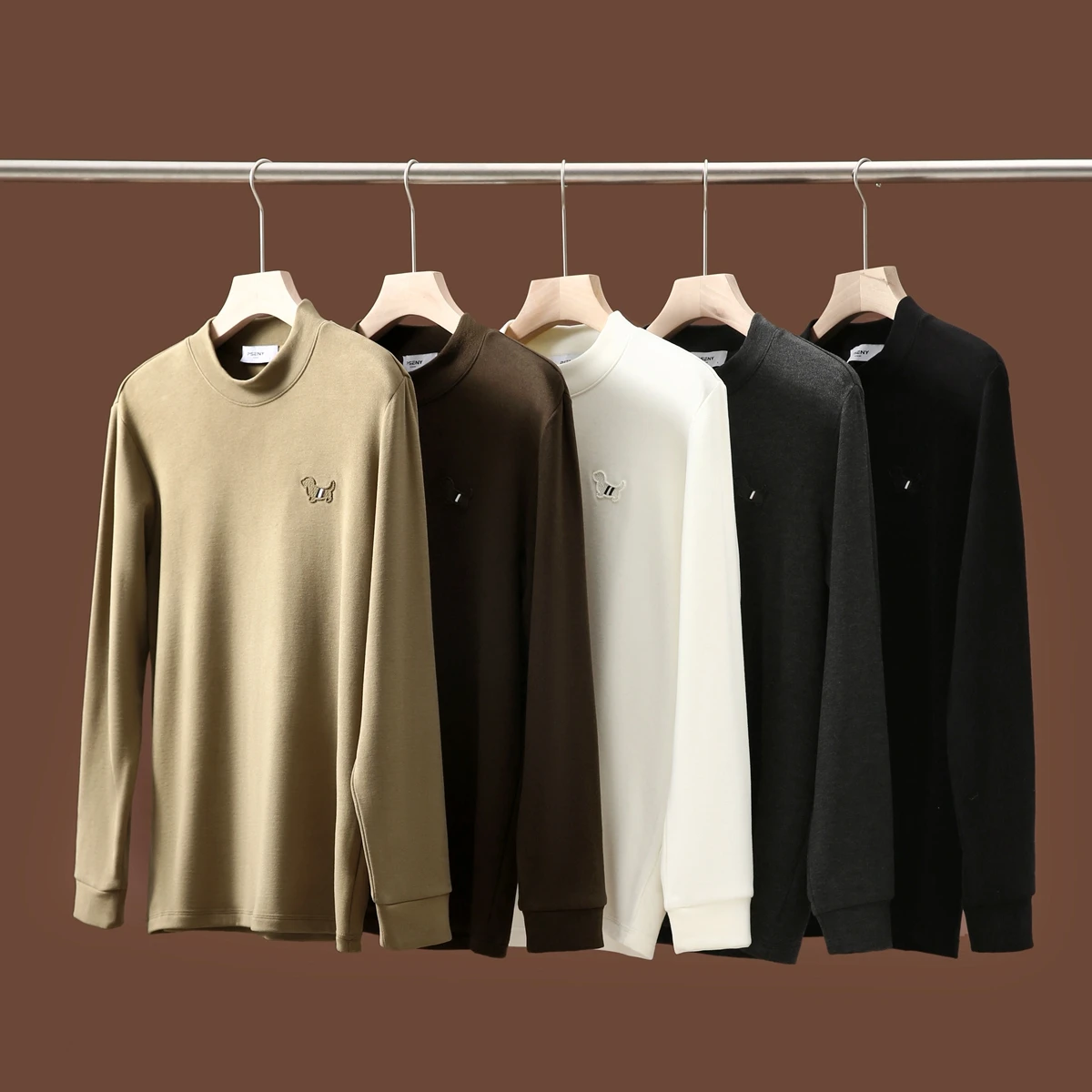 Aquecimento calor fofo veludo base irt moletom masculino gola alta outono inverno novo sle confortável ajuste reto redondo ne