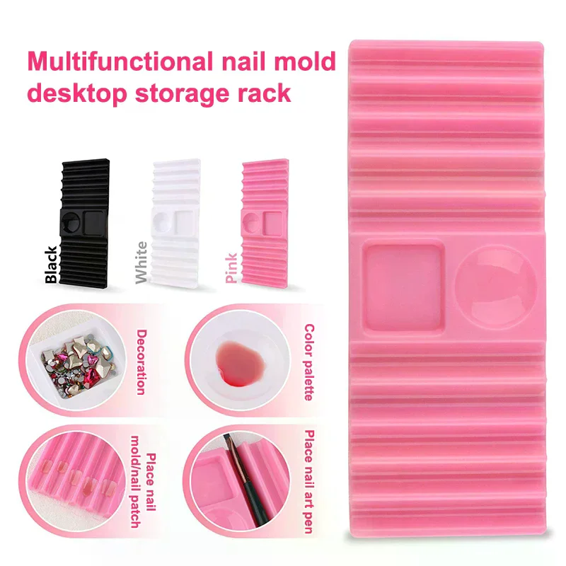 Plastic Multi-purpose Nail Art Pen Holder 10-Compartment Brush Stand With Color Palette Organize And Display Manicure Tool