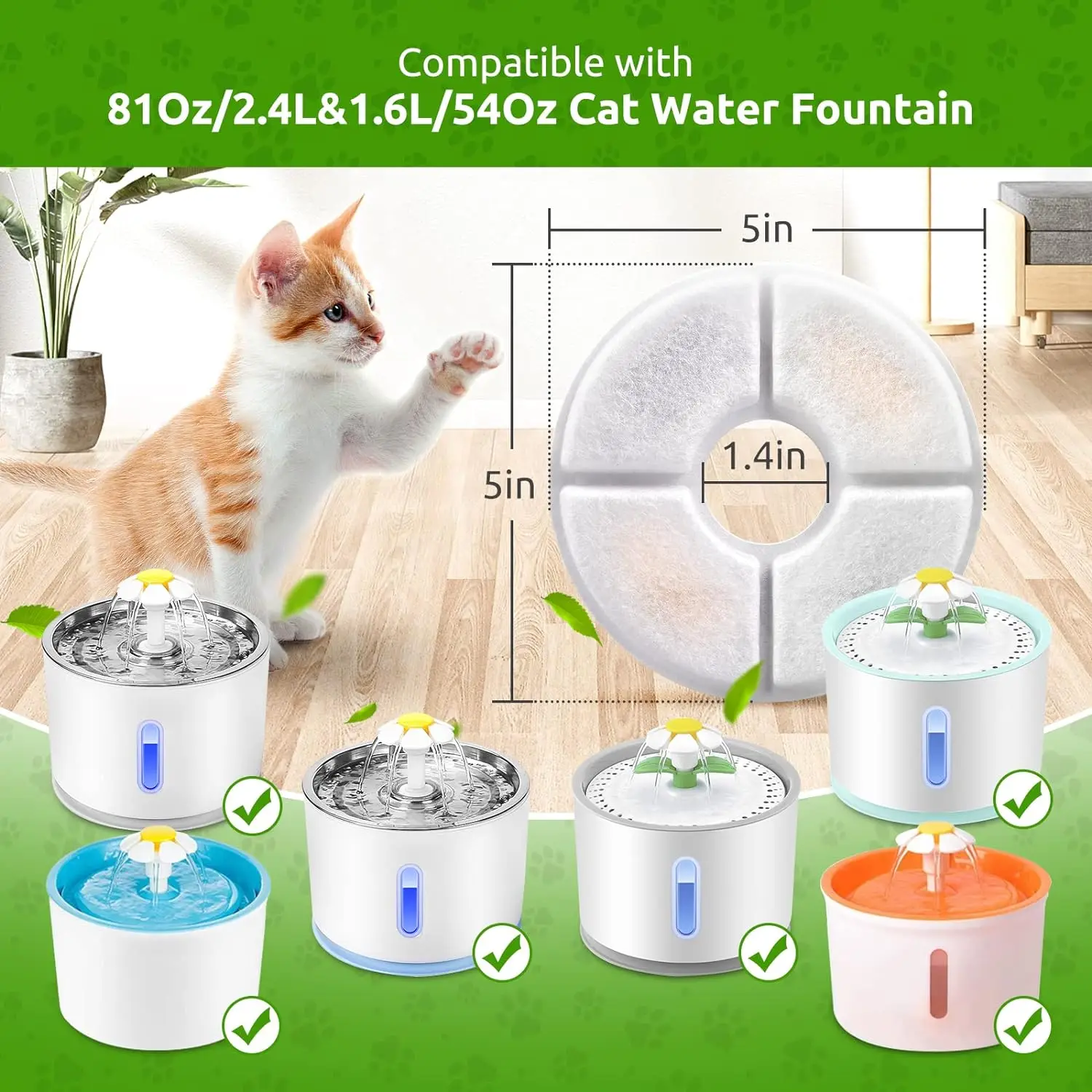 OYES Cat Fountain Filter Replacements 6