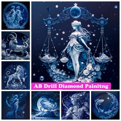 Zodiac Sign AB Drill Diamond Painting Mosaic Embroidery Fantasy Constellation Cross Stitch Rhinestones Handmade Crafts Kids Gift