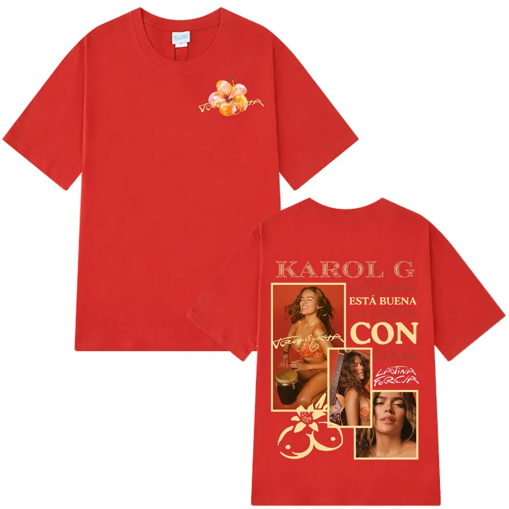 Cantante Karol G Tropicoqueta 2025 Album T-shirt Uomo Donna Moda Estetica T-shirt alla moda Casual Cotone T-shirt oversize Top