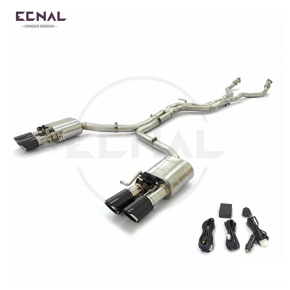 Ecnal Exhaust Front Pipe & Valved Catback for Audi S4 S5 B8 3.0L V6 2009-2016 SS304 Full Exhaust System with Valve Muffler