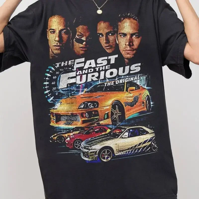 Camiseta negra Fast 2 Furious Paul Walker, camiseta reimpresa de algodón pesado NH13275