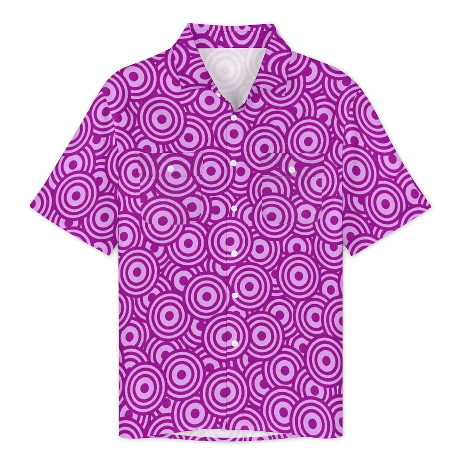 Curve Print Summer Shirt For Men Beach Pescara Purple Casual Shirts Short Sleeve Breathable Graphic Elegant Oversized Blouses