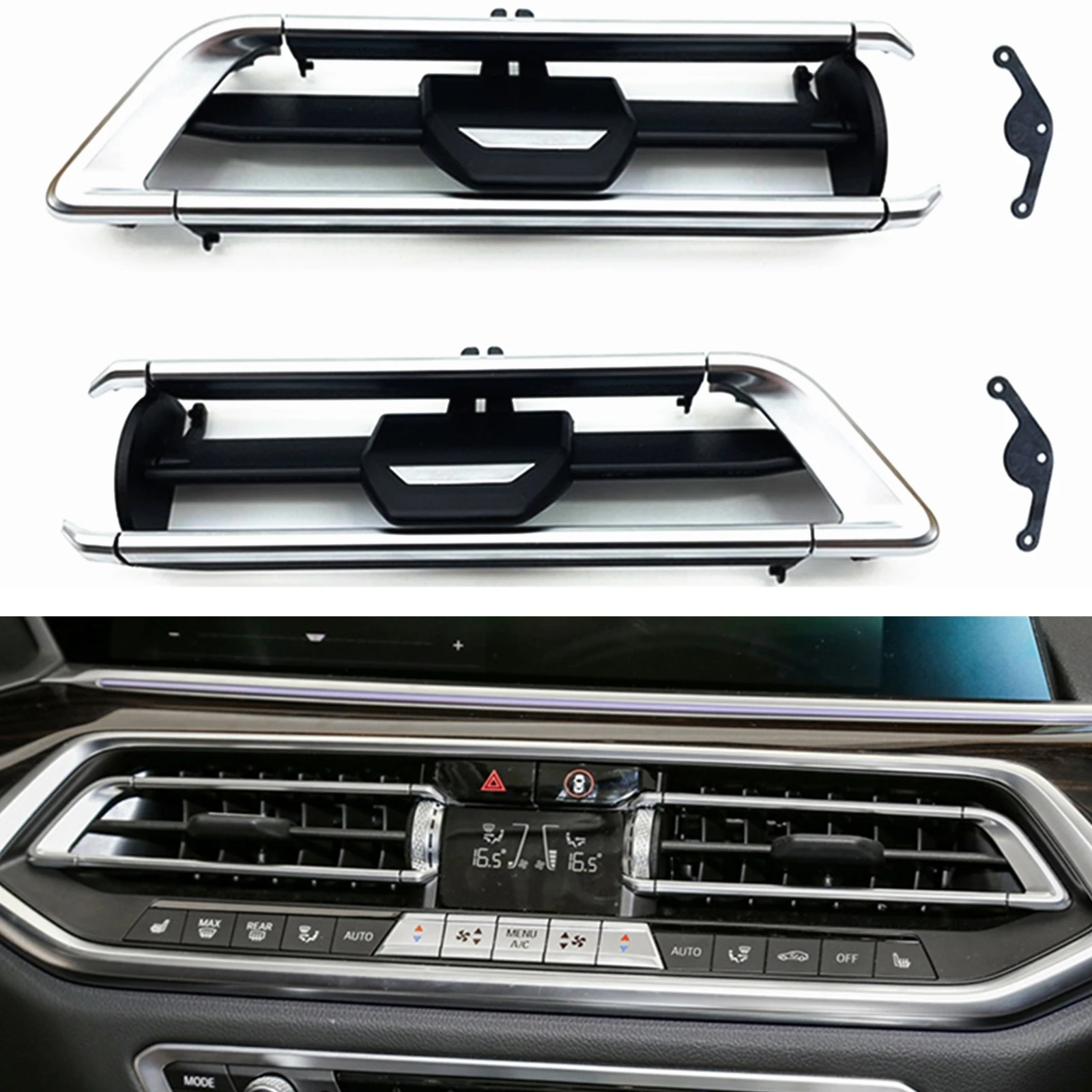 Car Air Vent Grille Outlet A/C Trim Clips Front Center Console Conditioning Mesh For BMW G05 X5 G06 X6 G07 2019-2021