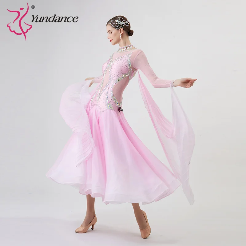 B-2288 New Women Modern Dance Rhinestone Color Diversity Dress Ballroom National Standard Waltz Competition Performance