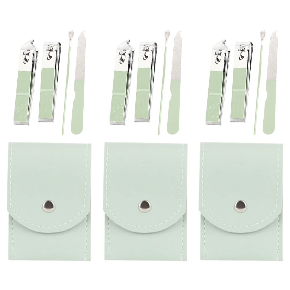 ชุดกรรไกรตัดเล็บ 3 ชิ้น ชุดทำเล็บเหล็กกล้าคาร์บอน ทนทาน พร้อมกล่องเก็บสำหรับพกพา ชุดอุปกรณ์ดูแลเล็บมือแบบมืออาชีพ