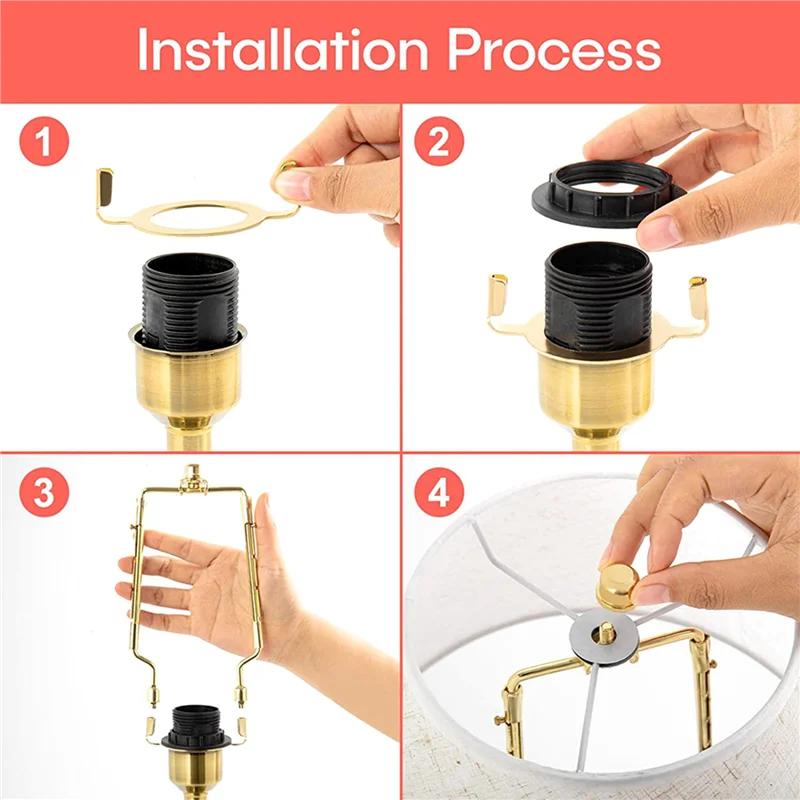 AT19-4Pcs 7 بوصة غطاء مصباح القيثارة حامل قابل للتعديل مصباح القيثارة عدة E14 ، E26 ، E27 مضيئة قاعدة محول الذهب القرن الإطار #5