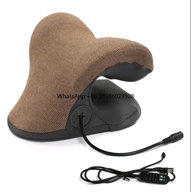 Cow Horn Neck Pillow Relaxer Cervical Traction Heating Device for Pain Relief Cervical Spine Alignment Chiropractic Pillow