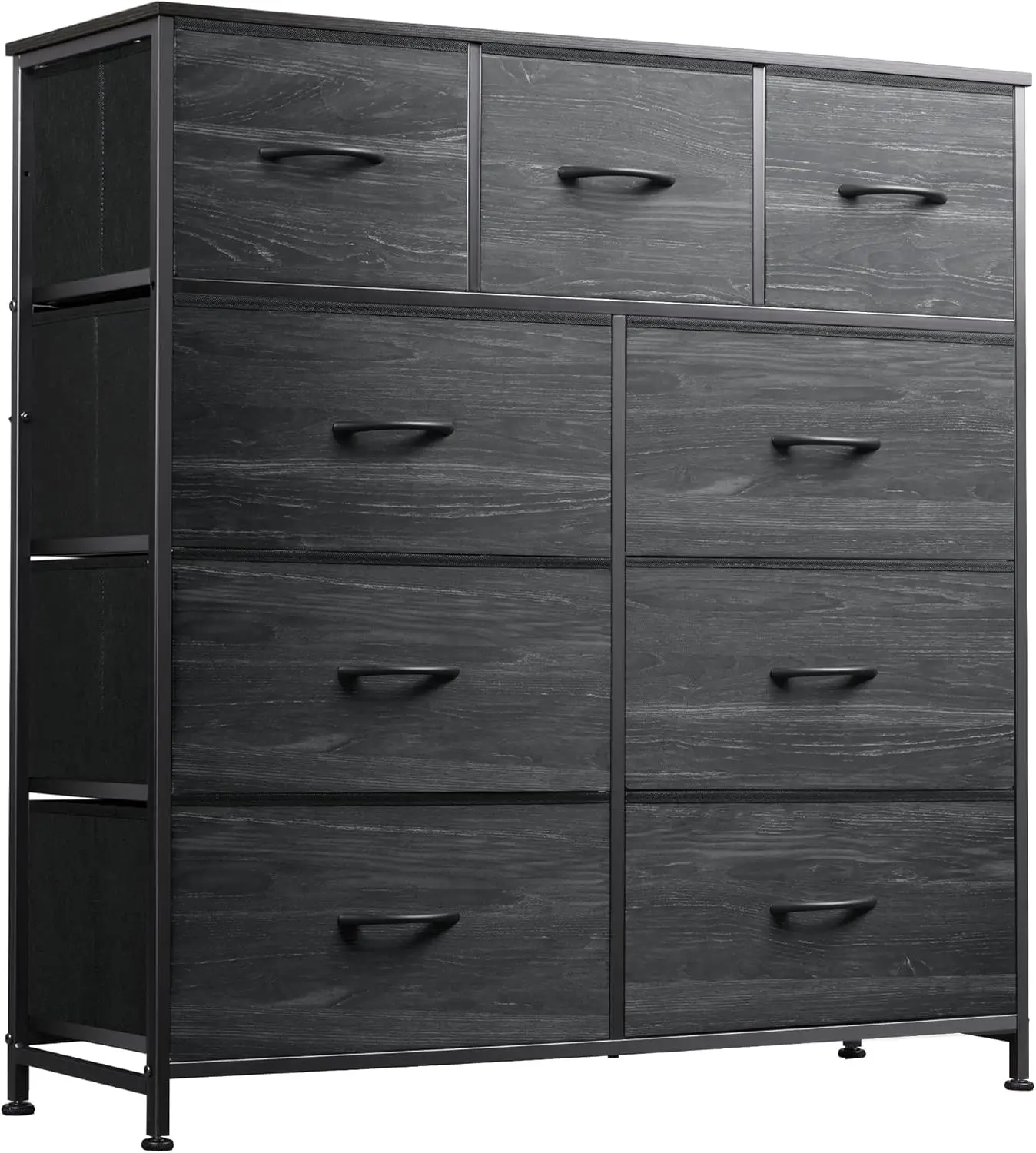 

9-Drawer Dresser Fabric Storage Tower for Bedroom Entryway Closet Tall Chest Organizer Unit with Fabric Bins Steel Frame Wood To