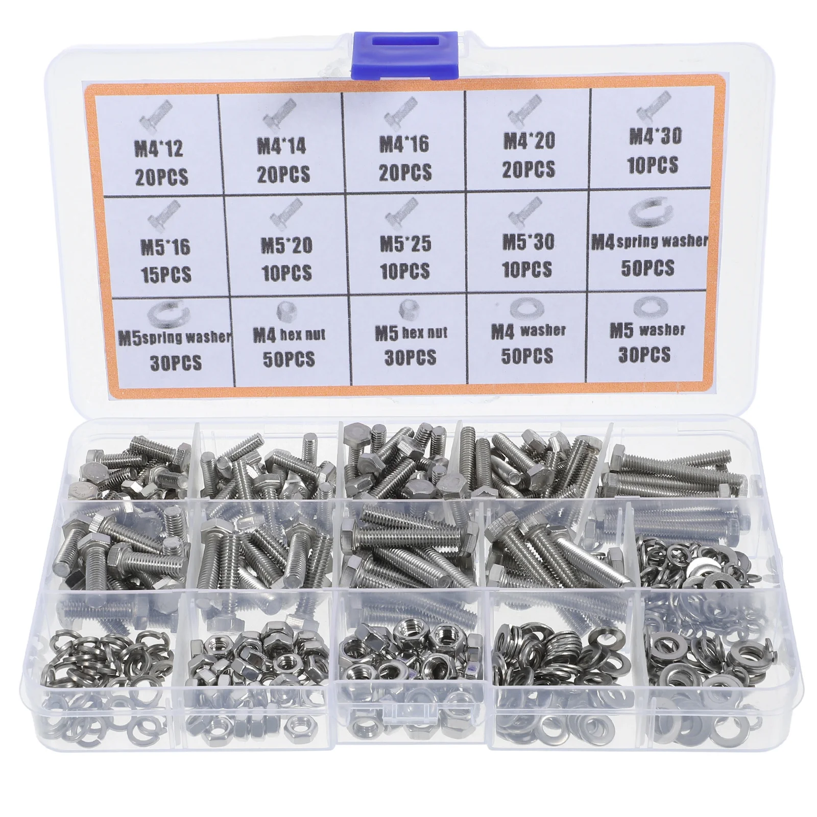 

375Pcs Stainless Steel Bolts Nuts Washers Set Durable Repair Kit Assortment for DIY Machine Car Metric Bolt Kit