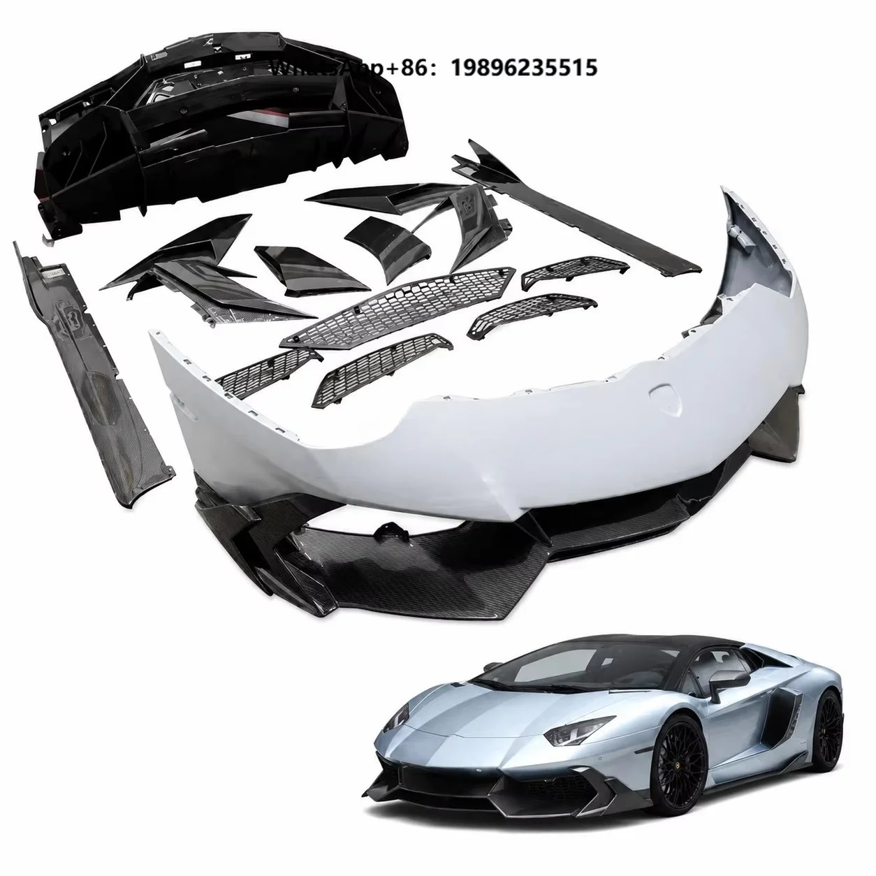 LP700 MSY Style Carbon Fiber Mix Fiberglass Full Body Kit Front Bumper Side Skirts Rear Bumper Spoiler