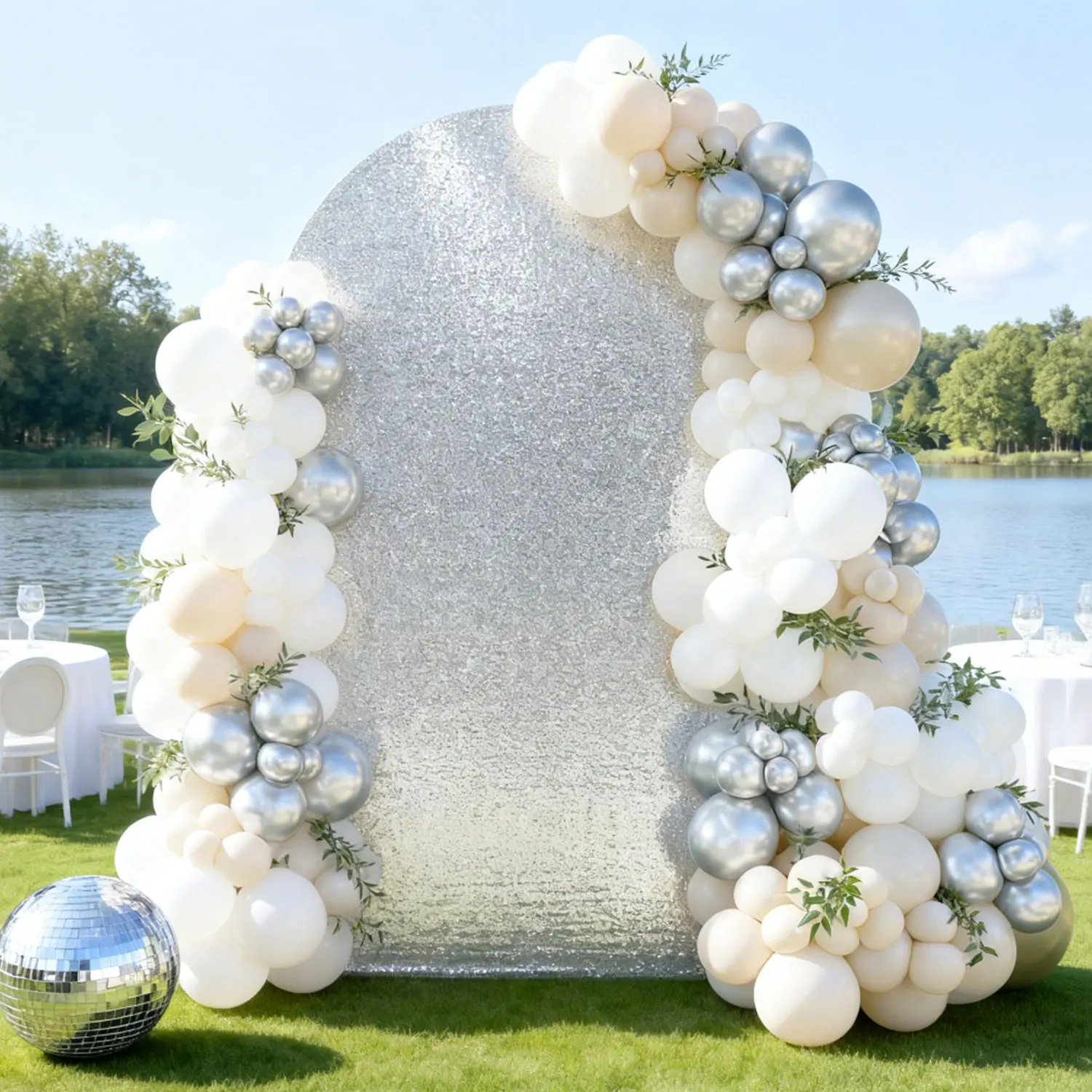 غطاء قوس الزفاف الأنيق مقاس 78.7 بوصة خلفية ترتر لامع | غطاء إطاري قوس لامع لعيد الميلاد، زينة استحمام الطفل #1