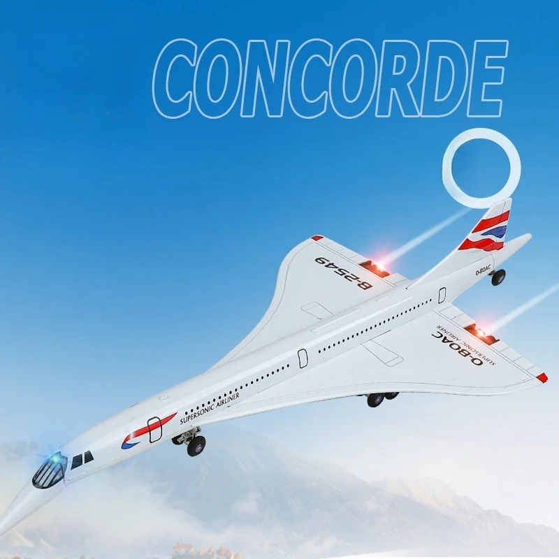 

1:168 Concorde supersonic aircraft simulation alloy aircraft model collection ornament with bracket Children's toy gifts