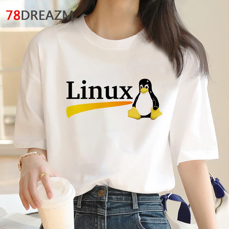 linux t-shirt summer top men grunge couple  vintage aesthetic t-shirt tshirt graphic tees women white t shirt