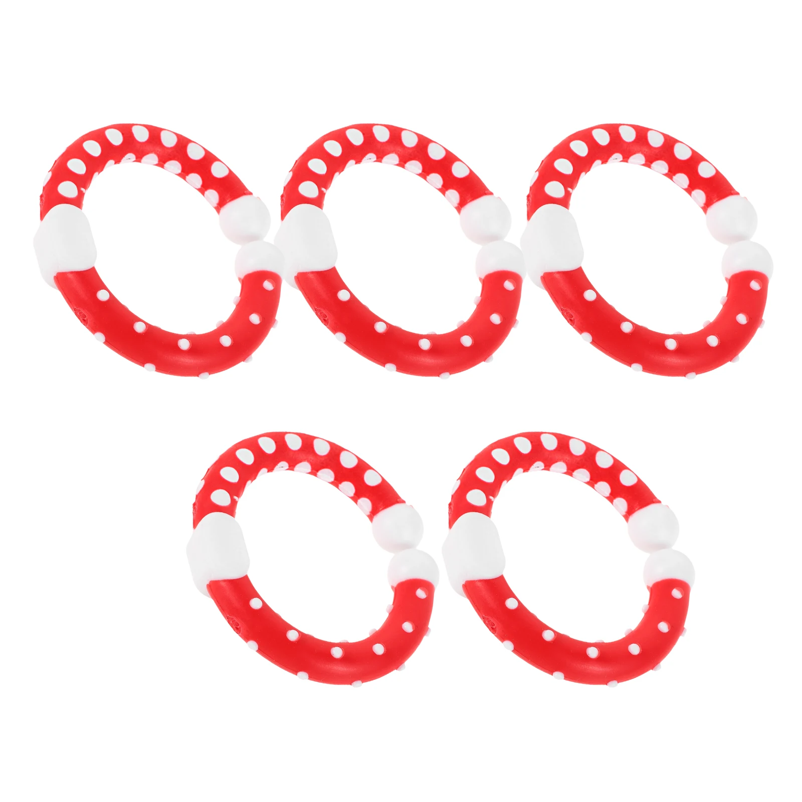

5 Pcs Baby Teething Toys Soft Silicone Rainbow Rings Gum Massager Portable Chew Beads Variety Grasp Ring Hand Eye Coordination