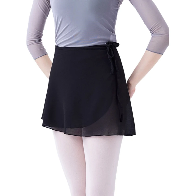 Women Ballet Skirt Dance Wrap Skirts Sheer Chiffon Lightweight Over Scarf Tutus with Adjustable Waist Ties for Leotards