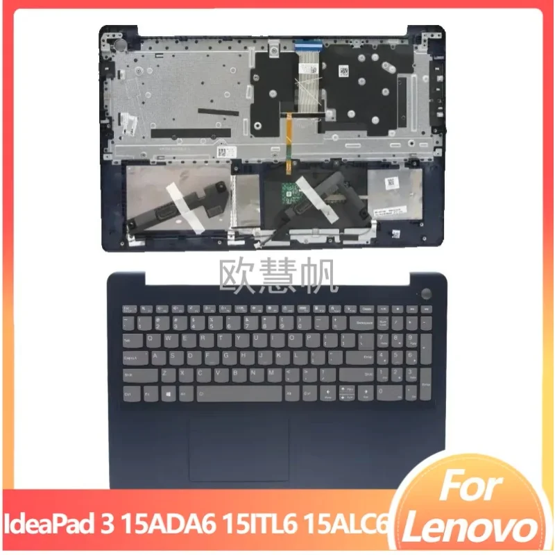 

M New Original for Lenovo IdeaPad 3 15ADA6 15ITL6 15ALC6 Laptop Palmrest Upper Cover with US Backlight Keyboard Blue 5CB1B60432
