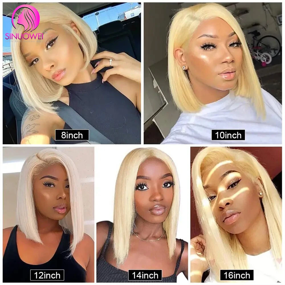 613 Blonde Bob Human Hair Wig Lace Front Wig 13x4 Lace Front Human Hair Wigs Brazilian Straight Short Bob Lace Frontal Wig 180%