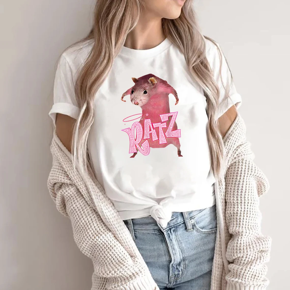 Ratz T-Shirt Nice Ratz Tee Top Funny Pink Rat Meme Internet Humour Unisex Trending Shirt Funny meme pattern Y2K TOP