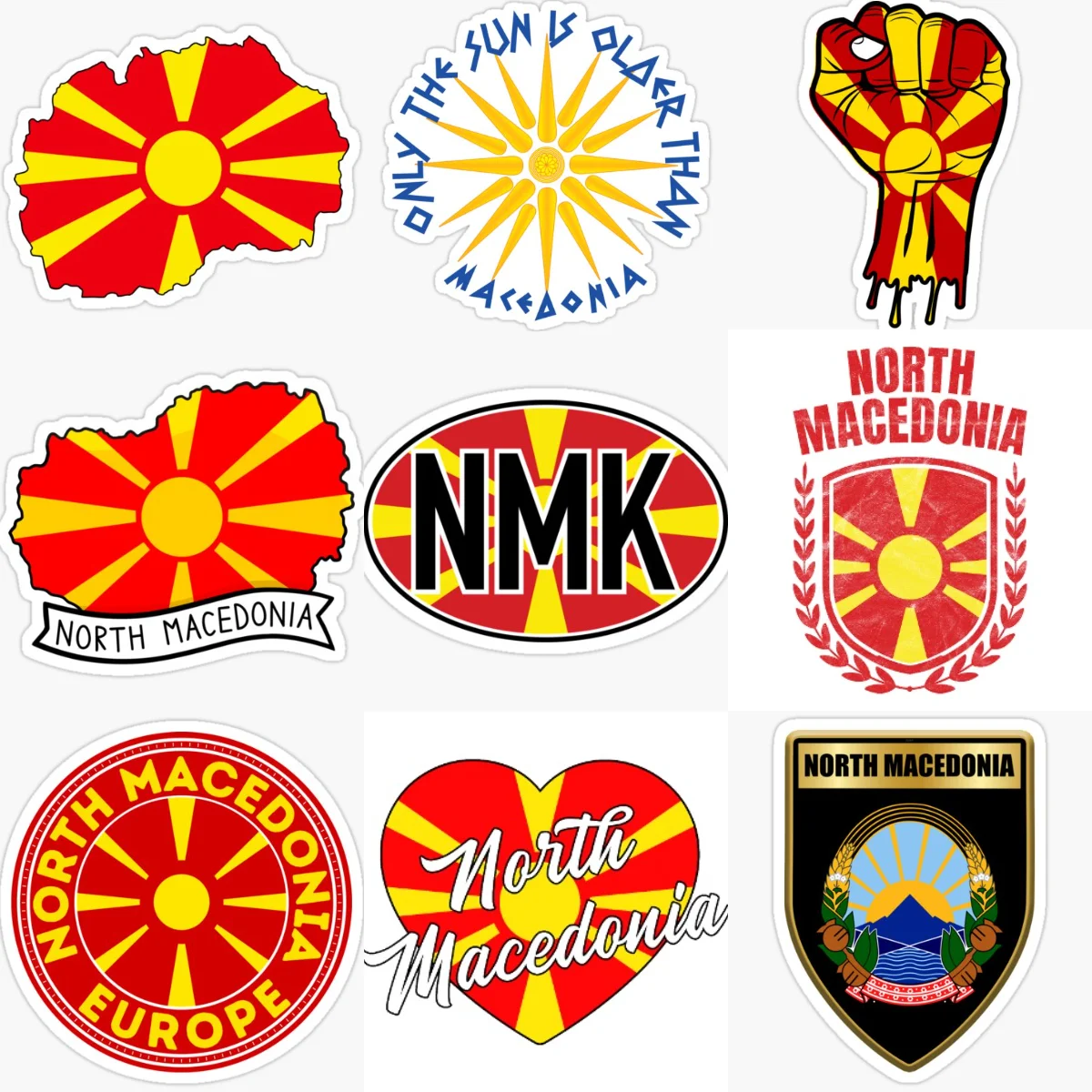 

NMK Macedonia Flag Map Emblem Creative PVC Car Stickers for Car Van Bicycle Helmet Window Wall Decoration Accessories